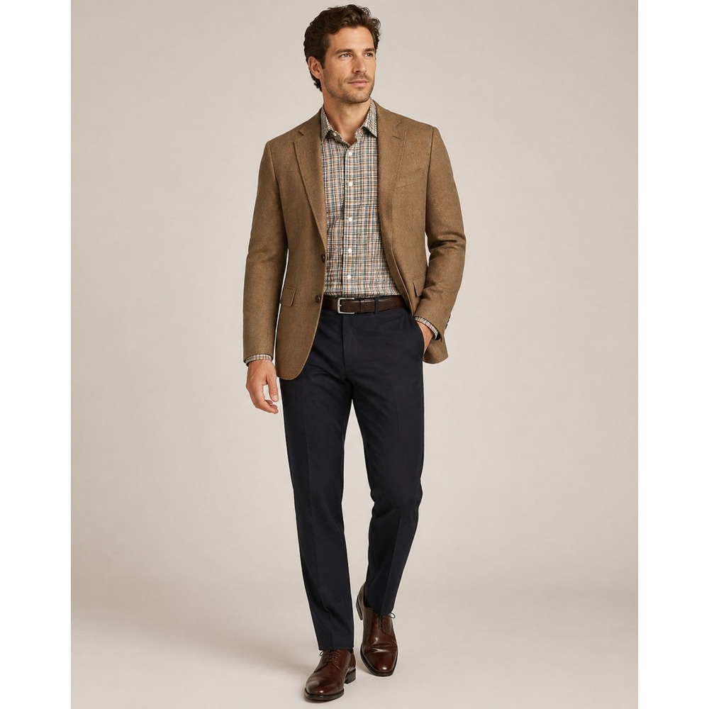 Banana‎ Republic Button Front Shirt Mens Medium Slim Fit Brown Plaid Cotton